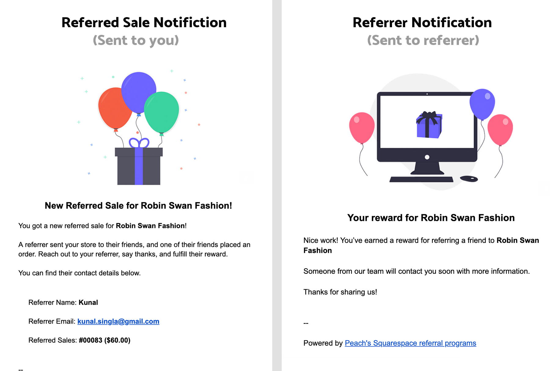 Custom Rewards – Peach’s Squarespace Referral Programs